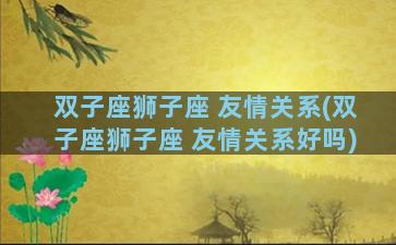 双子座狮子座 友情关系(双子座狮子座 友情关系好吗)